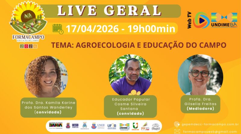 Live 261 da Web TV Undime Bahia debate agroecologia e educação do campo nesta sexta (17)