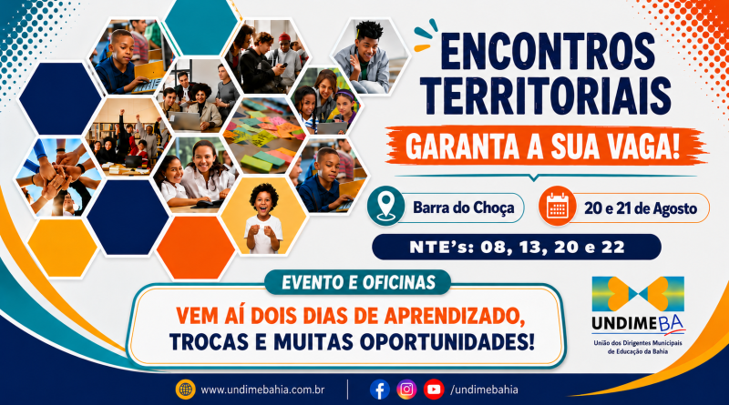 Garanta a sua participação no Encontro Territorial da Undime Bahia em Barra do Choça que acontece nos dias 20 e 21 de agosto